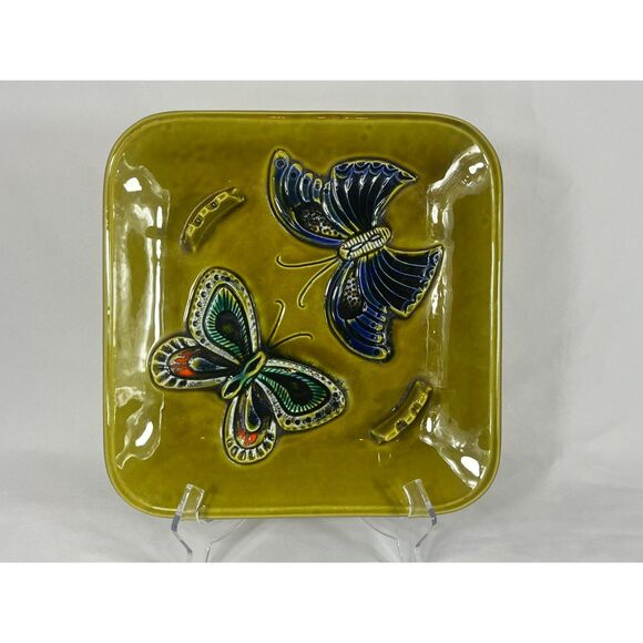 Source Unknown Other - 1960s MCM Butterfly USA Art Pottery Ashtray Platter Retro Mid Century Modern